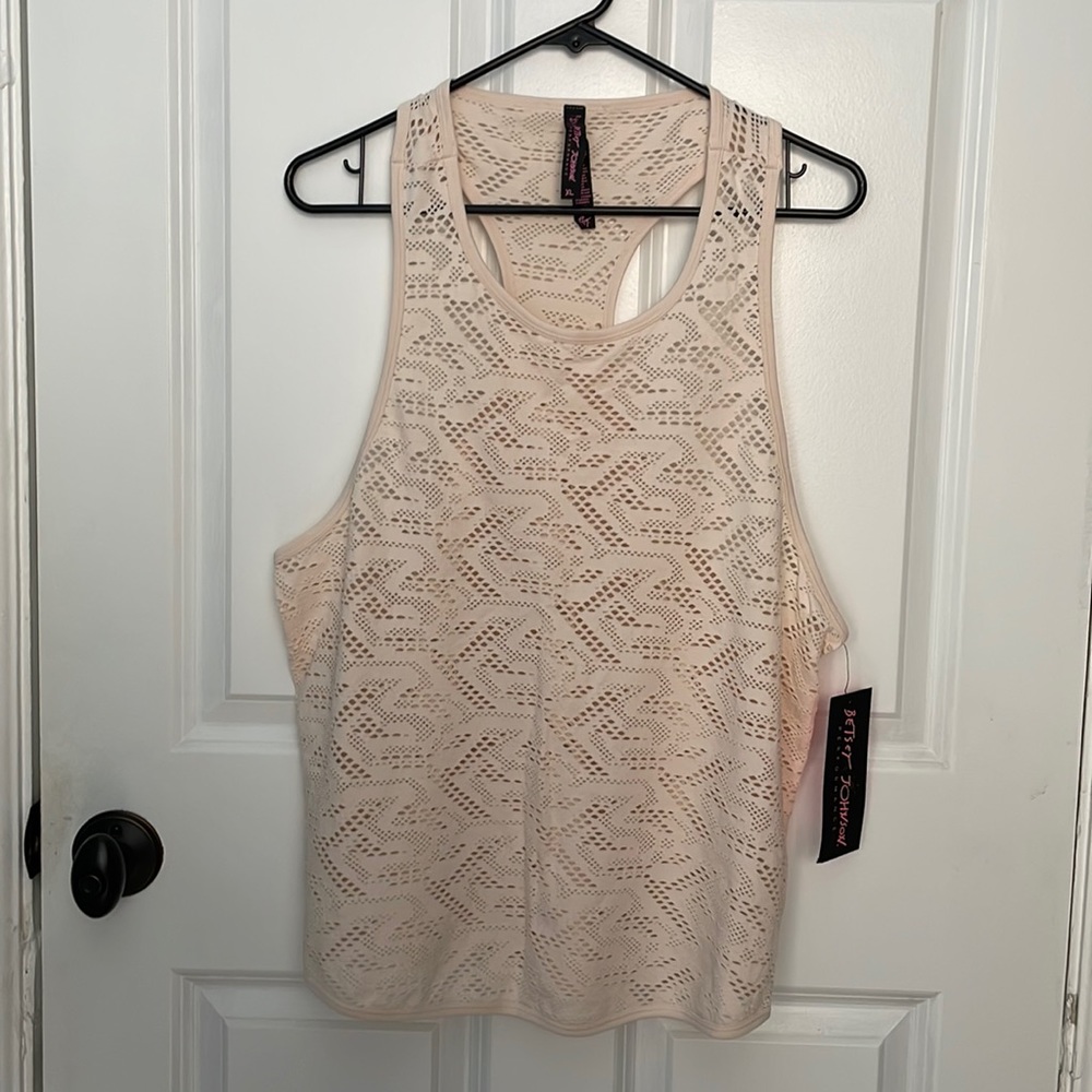 NWT Betsey Johnson Performance tank blush pink XL